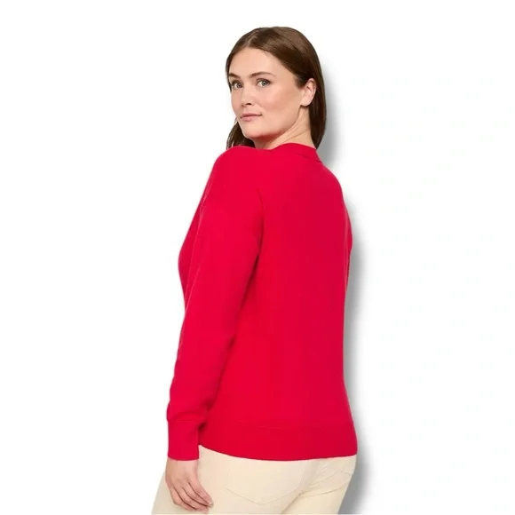 NWT LANE BRYANT Embroidered Crew-Neck Sweater Top - “LOVE” Red 14/16 - Picture 2 of 11